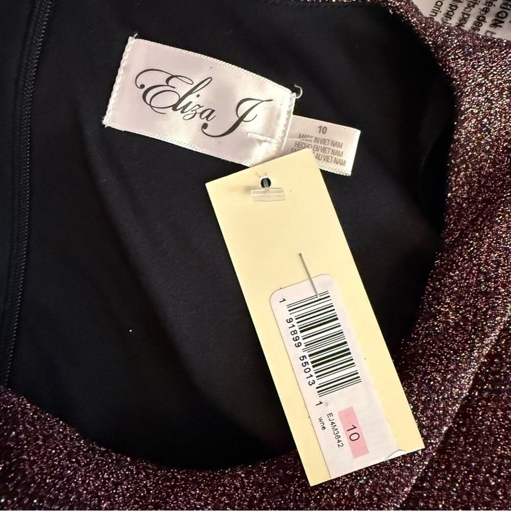Eliza J Women's Metallic Ruched Sheath Dress Wine Sz 10 NWT - Picture 8 of 10